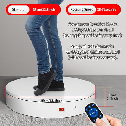13.8Inch/35cm Remote 360 Rotating Platform, 400lbs Capacity Electric Motorized - Image 7