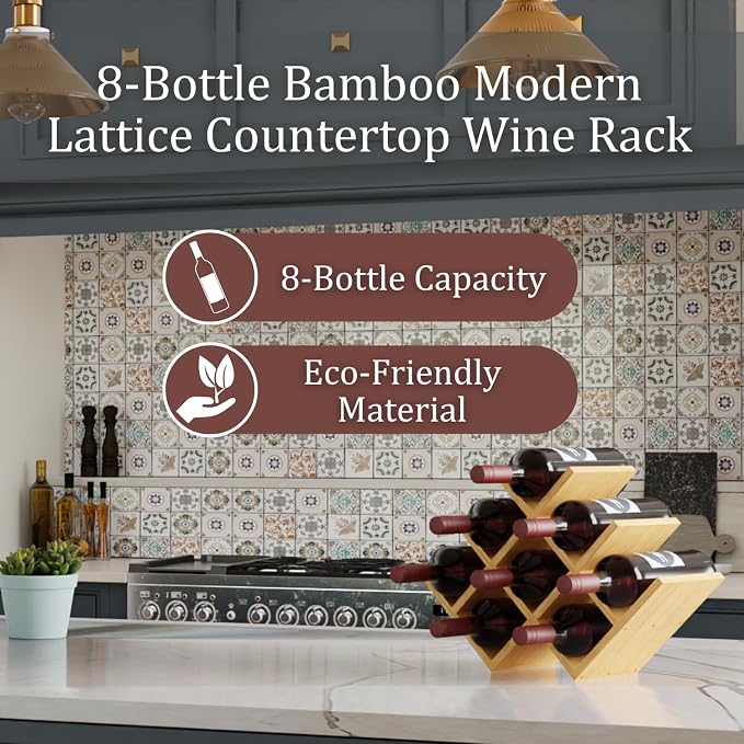 8 Bottle Bamboo Small Wine Rack - Image 2