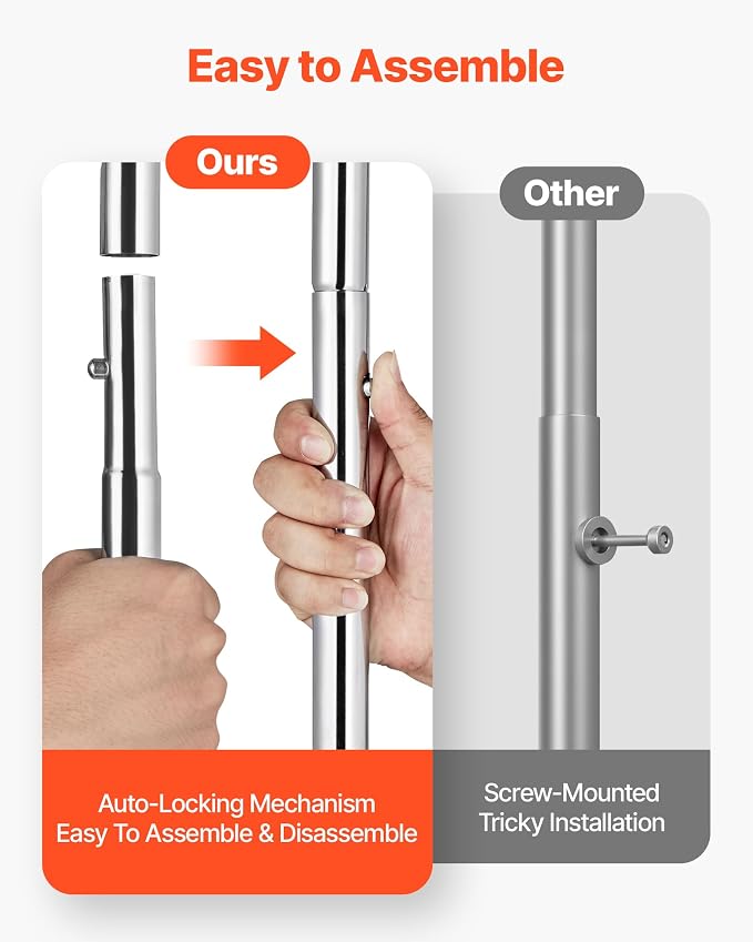 VEVOR Clothes Rack, Rolling Clothing Garment Rack, Extendable Carbon Steel - Image 7