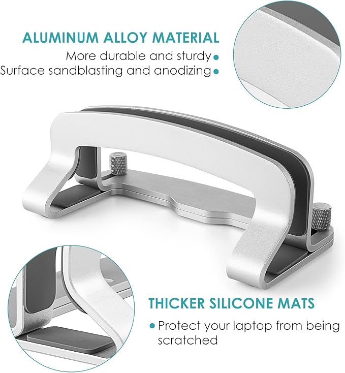 LOTEYIKE Aluminum Vertical Laptop Stand, MacBook Pro Laptop Vertical Stand Dock - Image 4