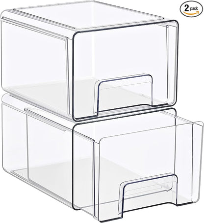 Sorbus Large Clear Stackable Storage Drawers – 2-Pack Plastic Organizer Bins by Sorbus