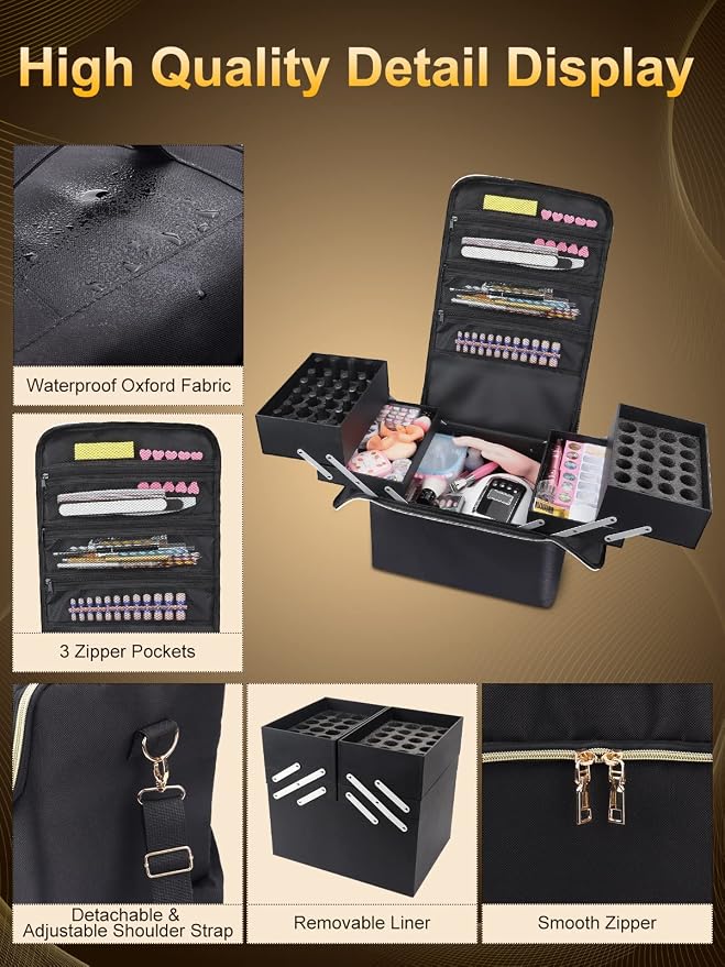Deciniee Large Makeup Travel Train Case, Upgraded Plus Size Nail Supply - Image 5