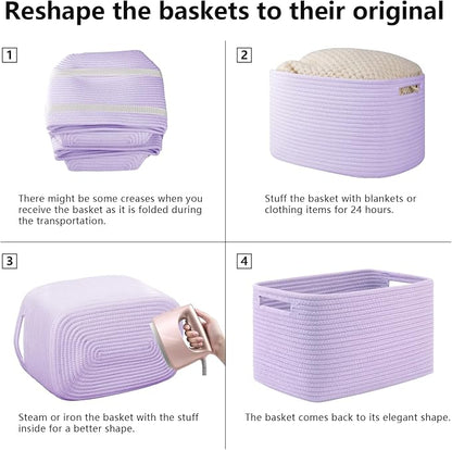 OIAHOMY 4 Pack Storage Baskets for Organizing, Cube Storage Bins for Shelves - Image 7