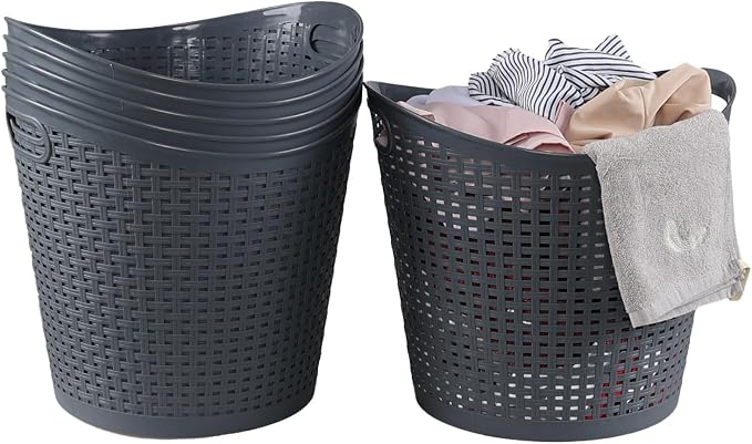 6 Packs 30 Liter Round Plastic Laundry Baskets, Large Basket - Image 2