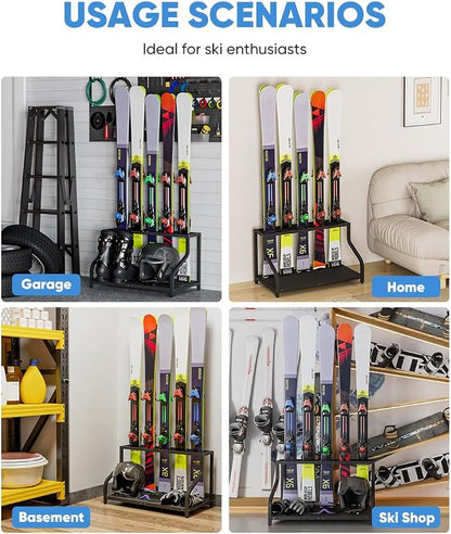 Ski Storage Rack for Garage — Freestanding Ski Holder for 5 Pair Skis, Indoor - Image 7