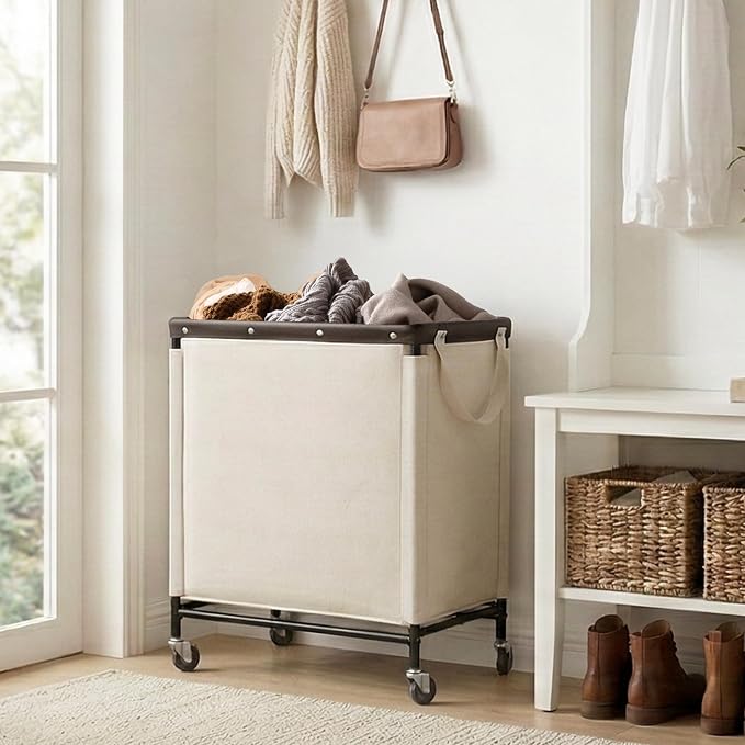 StorageWorks 3 Section Laundry Hamper, Rolling Laundry Cart - Image 7