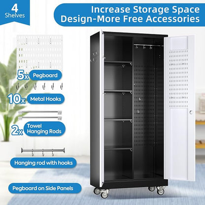 SUXXAN Broom Closet Storage Cabinet, Metal Cabinets - Image 4