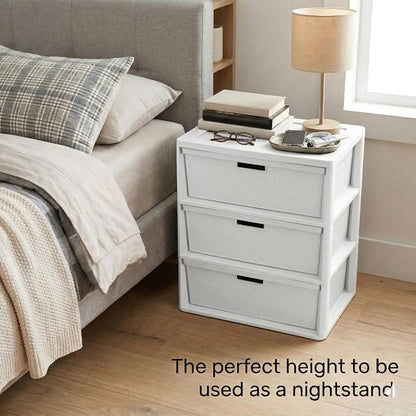 3 Drawer Wide Weave Storage Tower, Modern Style Decorative Freestanding Storage - Image 9