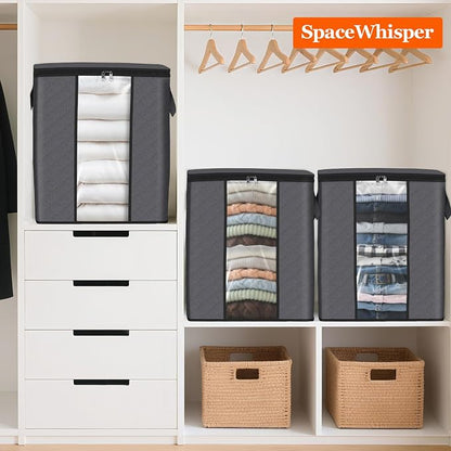 SpaceWhisper 8 Pack 100L Clothes Storage, Foldable Thick Fabric Blanket Storage - Image 7