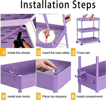 SPACELEAD Slim Storage Cart 3 Tier, Bathroom Organizer Rolling Utility - Image 4
