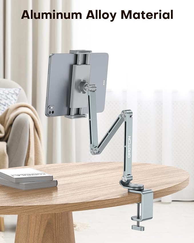 OMOTON Adjustable Tablet Stand for iPad, Desk Phone Holder for Bed - Image 6