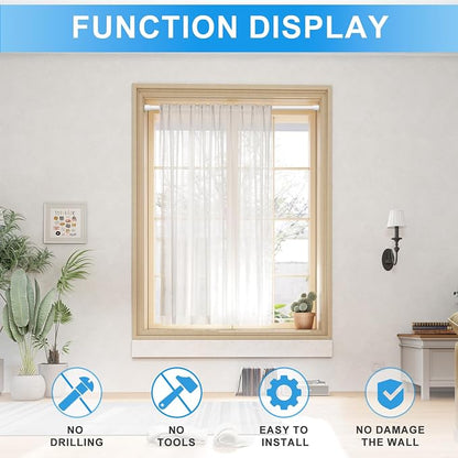 4 Pack Spring Loaded Tension Rod 17-29" Adjustable Curtain Rods No Drill - Image 7