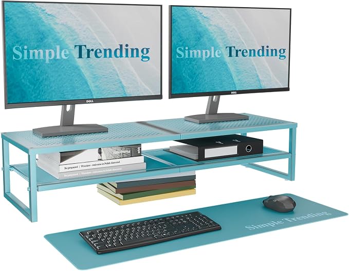 Simple Trending 2 Tier Metal Dual Monitor Stand Riser, Computer Office Desktop by SimpleTrending