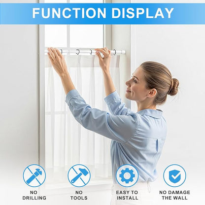 1 Pack Spring Loaded Tension Rod 17-41" Adjustable Curtain Rods No Drill - Image 4