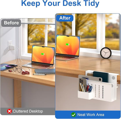 HAMOPY Desk Side Storage, 2 Tier Steel Hanging Desk Organizer - Image 4