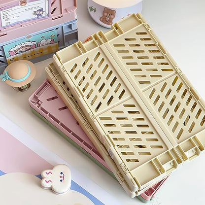 Pastel Plastic Storage Baskets 2 Pack, Collapsible Crates - Image 8