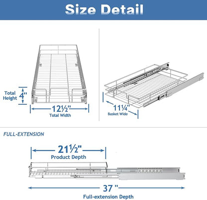LOVMOR Pull Out Cabinet Organizer 12½" W x 21½" D, Kitchen Cabinet Pull Out - Image 3