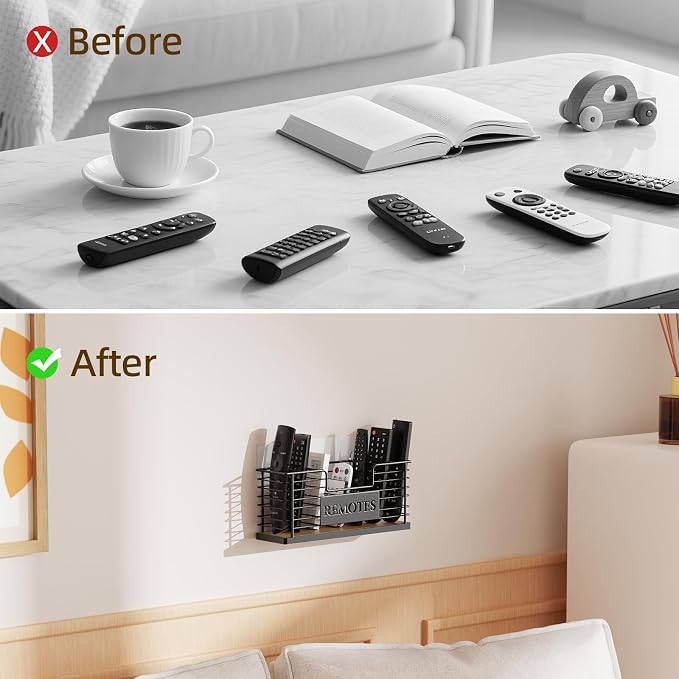 Remote Control Holder, 7-Slot TV Remote Holder Wall Mount, Universal Remote - Image 5