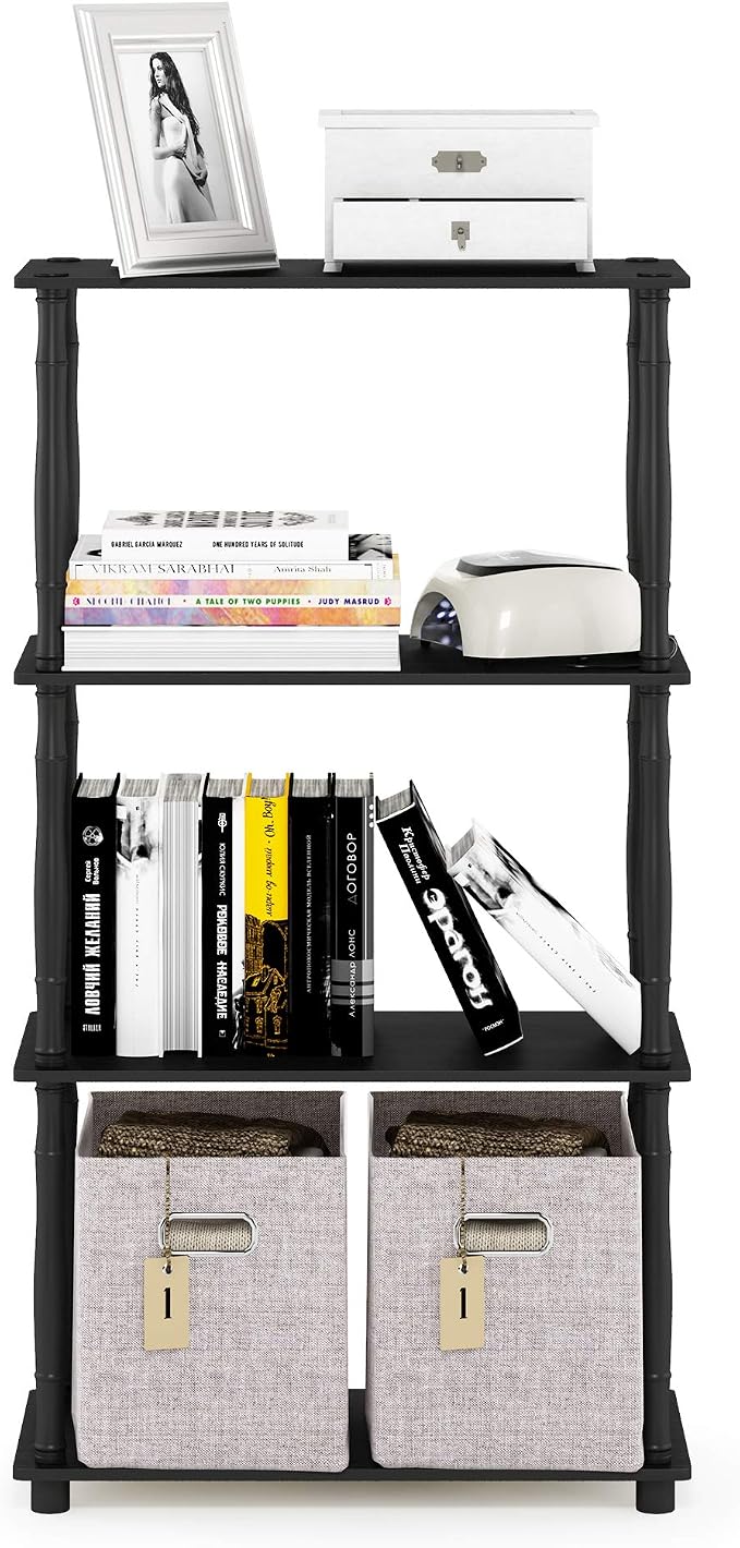 Furinno TURN-N-TUBE Storage Shelves, 4-Tier Book Shelf, Corner Shelf, Toolless - Image 5