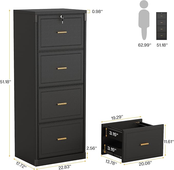 Tribesigns 4-Drawer File Cabinet - Image 2