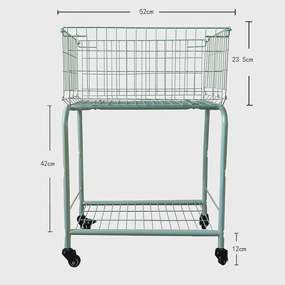 29" Rolling Laundry Cart，Large Capacity Foldable Hamper Basket, MINT Color | - Image 4