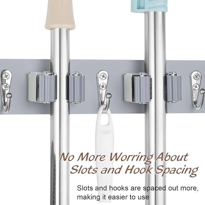 Gray Mop Broom Holder Wall Mount - Image 4