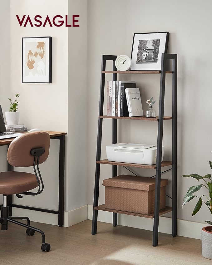VASAGLE Ladder Shelf, 4-Tier Bookshelf, Storage Rack, Bookcase - Image 2