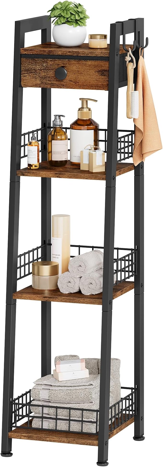 4-Tier Narrow Bathroom Table Ladder Shelf by Gewudraw