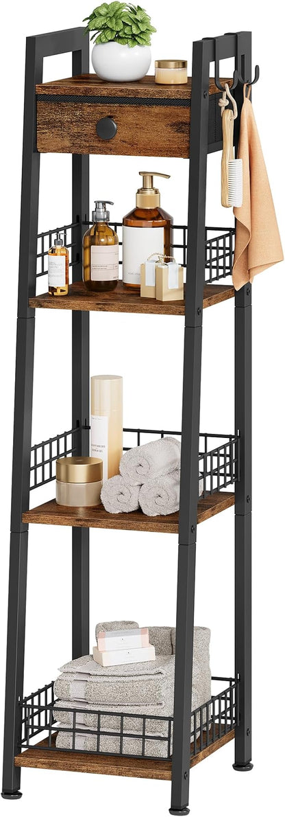 4-Tier Narrow Bathroom Table Ladder Shelf by Gewudraw