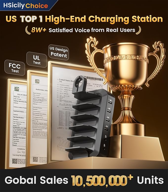95W Fast Charging Station for Multiple Devices【Patent & Safety Certs】 6-Port - Image 2
