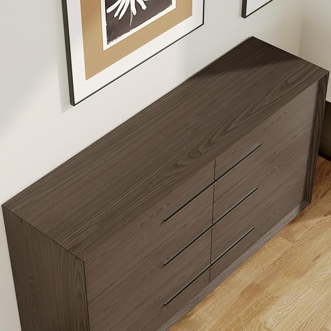 Bedside Table with 6 Drawers, Modern Side Table, Wide Nightstand, Wooden Bed - Image 7
