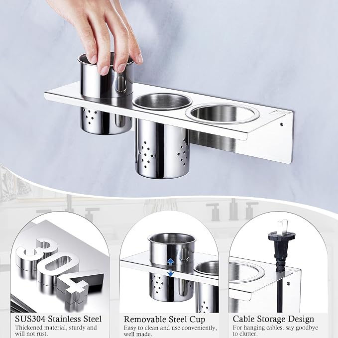 Hair Tool Organizer, Blow Dryer Holder Wall Mounted, Hot Tools Holder Storage - Image 3