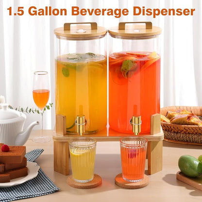 1.5 Gallon 2 PACK Glass Drink dispenser, Beverage Dispenser - Image 6
