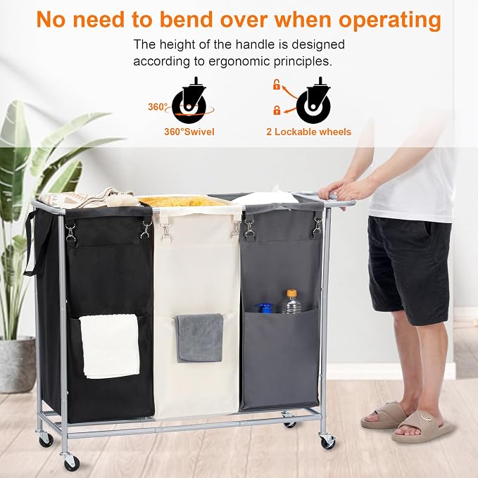 Heybly Laundry Basket, 3 x 18.5 Gal Laundry Separator Hamper - Image 7