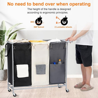 Heybly Laundry Basket, 3 x 18.5 Gal Laundry Separator Hamper - Image 7