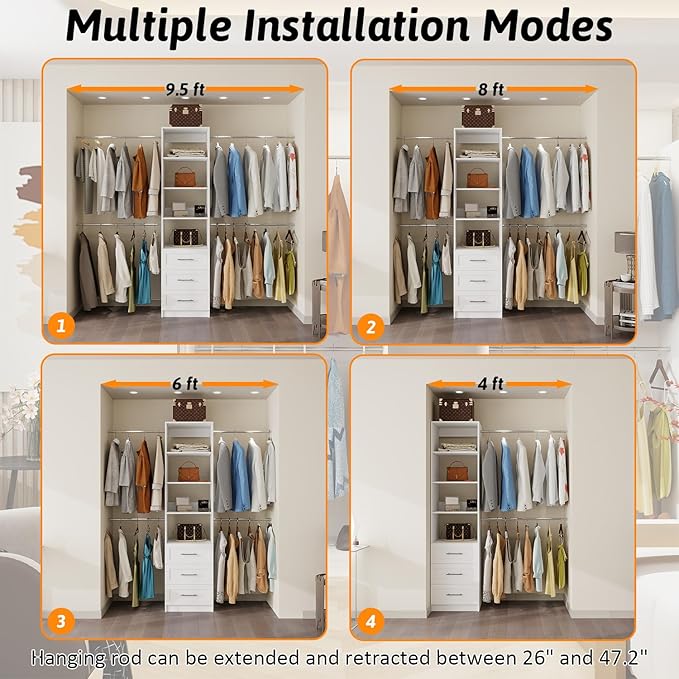 Closet System, 5FT-8FT Closet Organizer System - Image 4