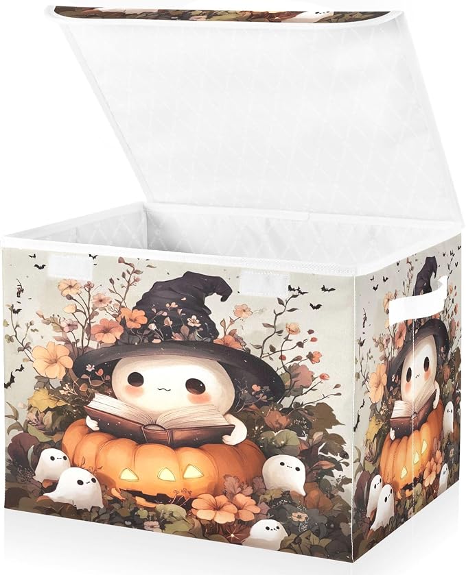 Ghost Wearing Witch Hat Storage Bins - Image 2