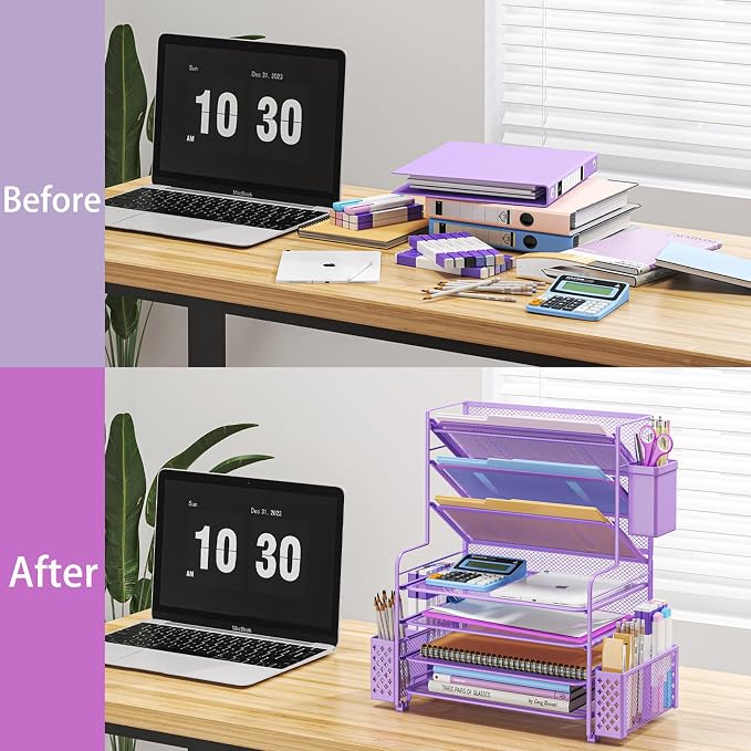 Simple Trending 7 Tier Desk File Organizer, Letter Tray Paper Organizer - Image 5