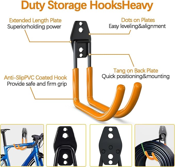 3-H Garage Wall Hooks 62 Pack, Heavy Duty Garage Hooks - Image 5
