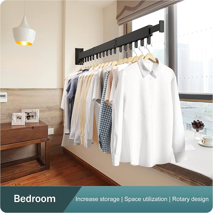Clothes Drying Rack, Wall Mounted Space-Saver, Retractable, Collapsible - Image 9