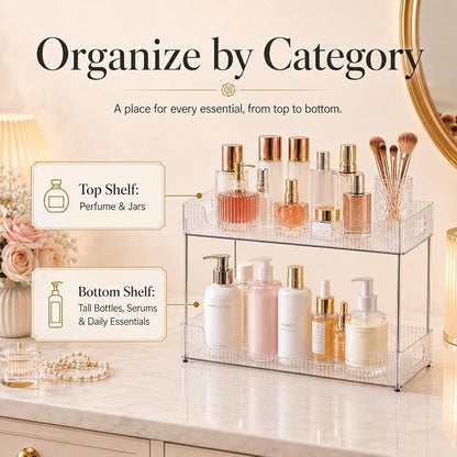 Goderewild 2-Tier Bathroom Counter Organizer, Fits A4 Size Makeup Organizer - Image 3