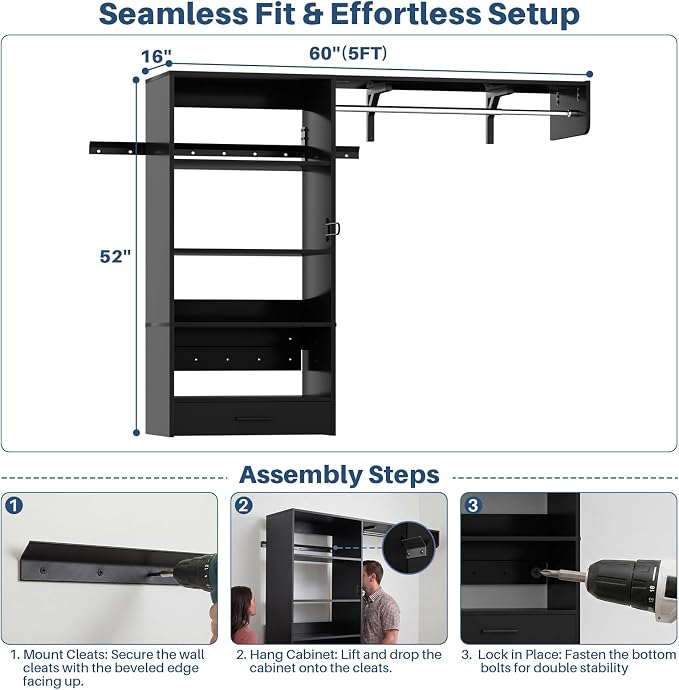 Armocity 60" Wall Mounted Laundry Room Organization - Image 7