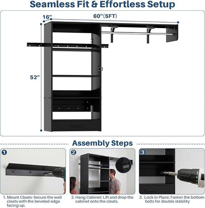 Armocity 60" Wall Mounted Laundry Room Organization - Image 7