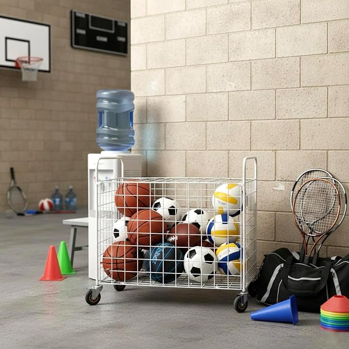 MyGift Professional Gym Metal Multi Sports Ball Storage Cart - Image 4