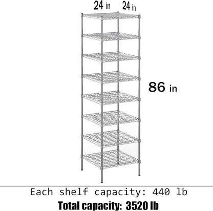 24" Deep x 24" Wide x 86" Height Wire Shelving Kit | 8-Tier | NSF Commercial - Image 3