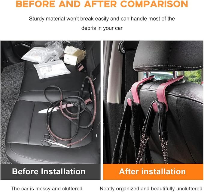 povtii 4PCS Car Seat Headrest Hook, Auto Back Seat Hanging Storage Organizer - Image 6