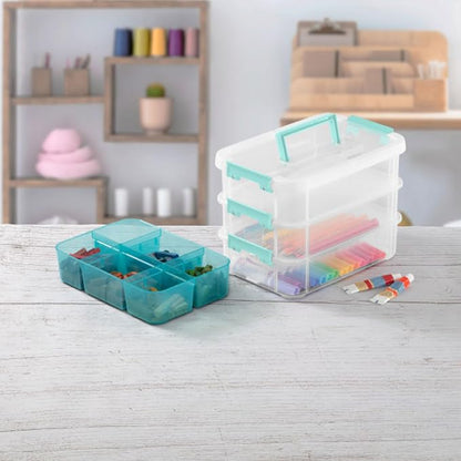 Sterilite 12 Pack Plastic Storage Box Container, 3 Layer, Stack and Carry - Image 6