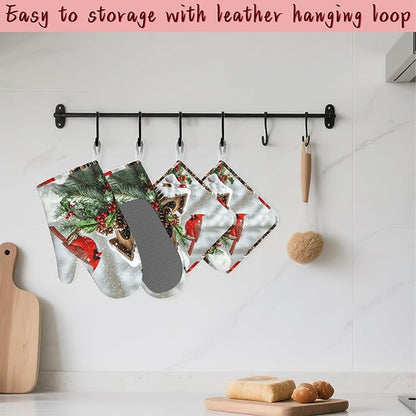 Cardinal Heat-Resistant Silicone Oven Mitts and Pot Holder 4 Piece Set - Image 5