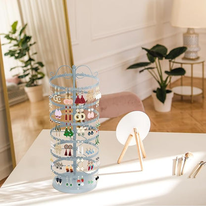 MODOWEY 6 Tier Rotating Earring Holder Organizer Stand, Adjustable Metal - Image 7