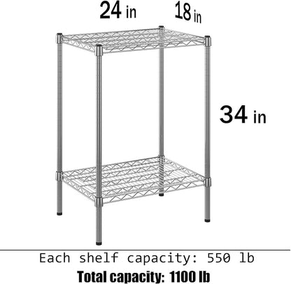 18" Deep x 24" Wide x 34" Height Wire Shelving Kit | 2-Tier | NSF Commercial - Image 3